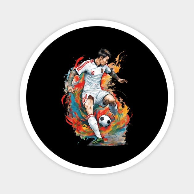 Asian Football Soccer Magnet by animegirlnft